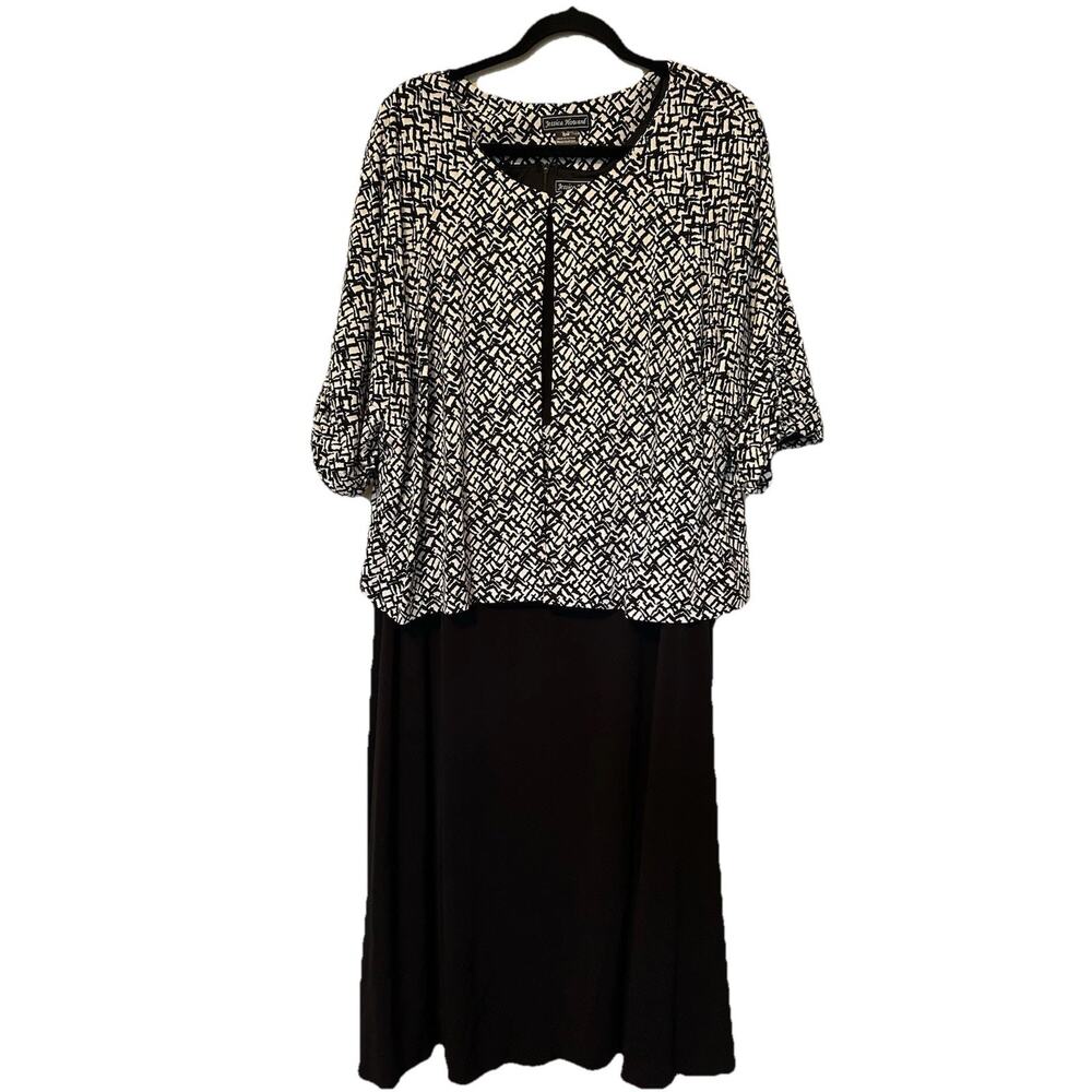 Jessica Howard Two Piece Black & White Maxi Dress 22W